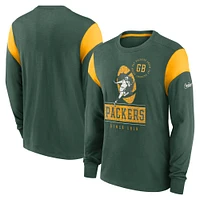 Men's Nike Heather Green Bay Packers Rewind Playback Helmet Long Sleeve T-Shirt