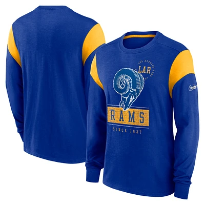 Men's Nike Heather Royal Los Angeles Rams Rewind Playback Helmet Long Sleeve T-Shirt