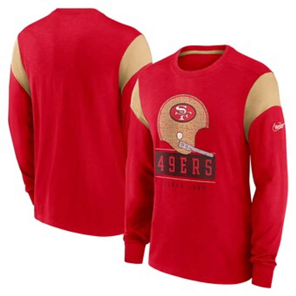 Men's Nike Cardinal San Francisco 49ers Rewind Playback Helmet Long Sleeve T-Shirt