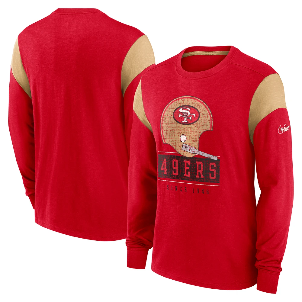 Men's Nike Cardinal San Francisco 49ers Rewind Playback Helmet Long Sleeve T-Shirt