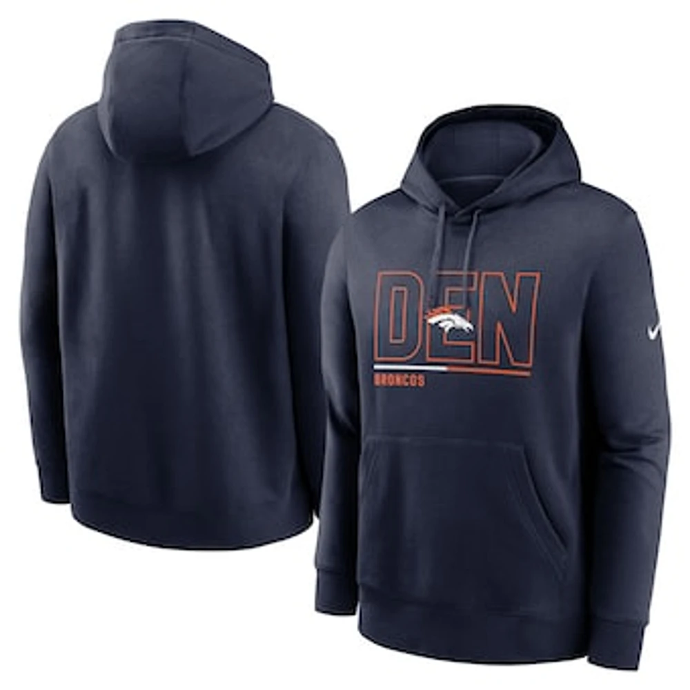 Men's Nike Navy Denver Broncos City Code Club Fleece Pullover Hoodie