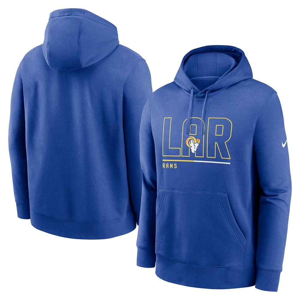 Men's Nike Royal Los Angeles Rams City Code Club Fleece Pullover Hoodie