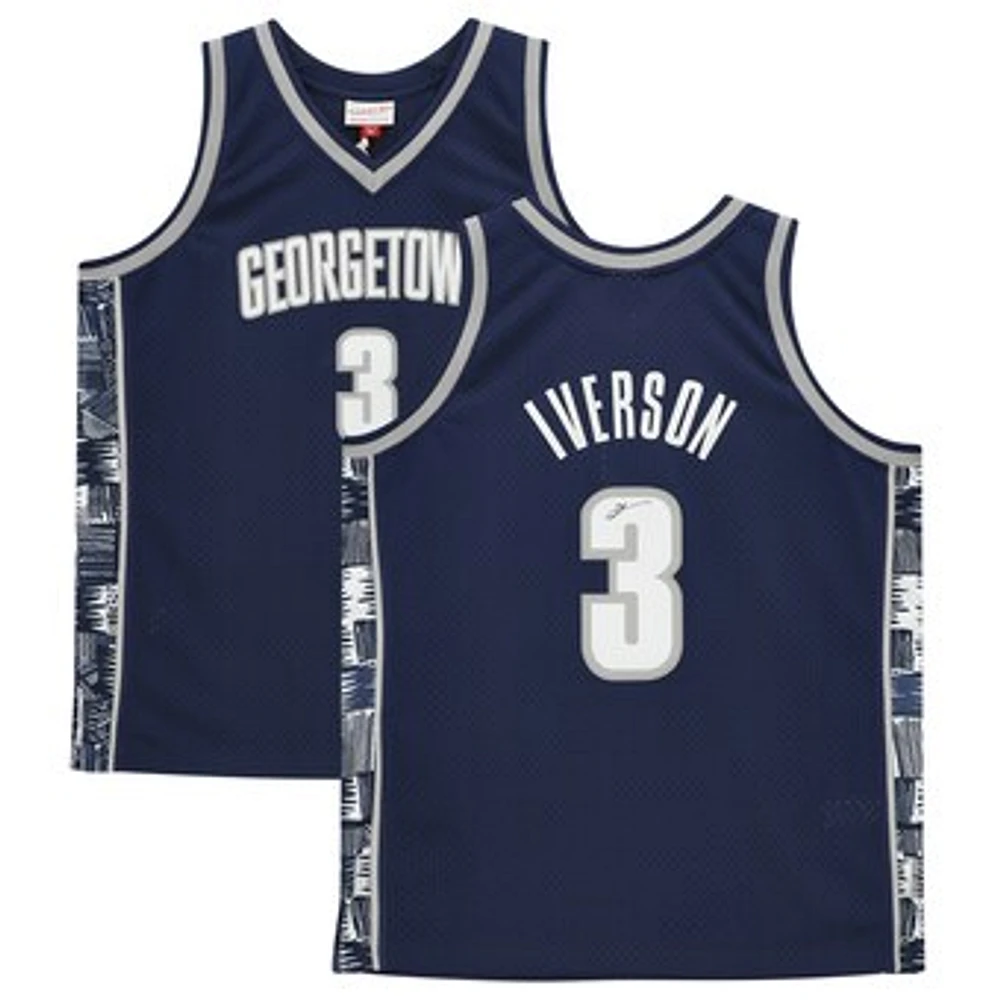 Allen Iverson Georgetown Hoyas Autographed Mitchell & Ness 1995-96 Navy Swingman Jersey