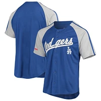 Men's Stitches Royal Los Angeles Dodgers Button-Down Raglan Replica Jersey