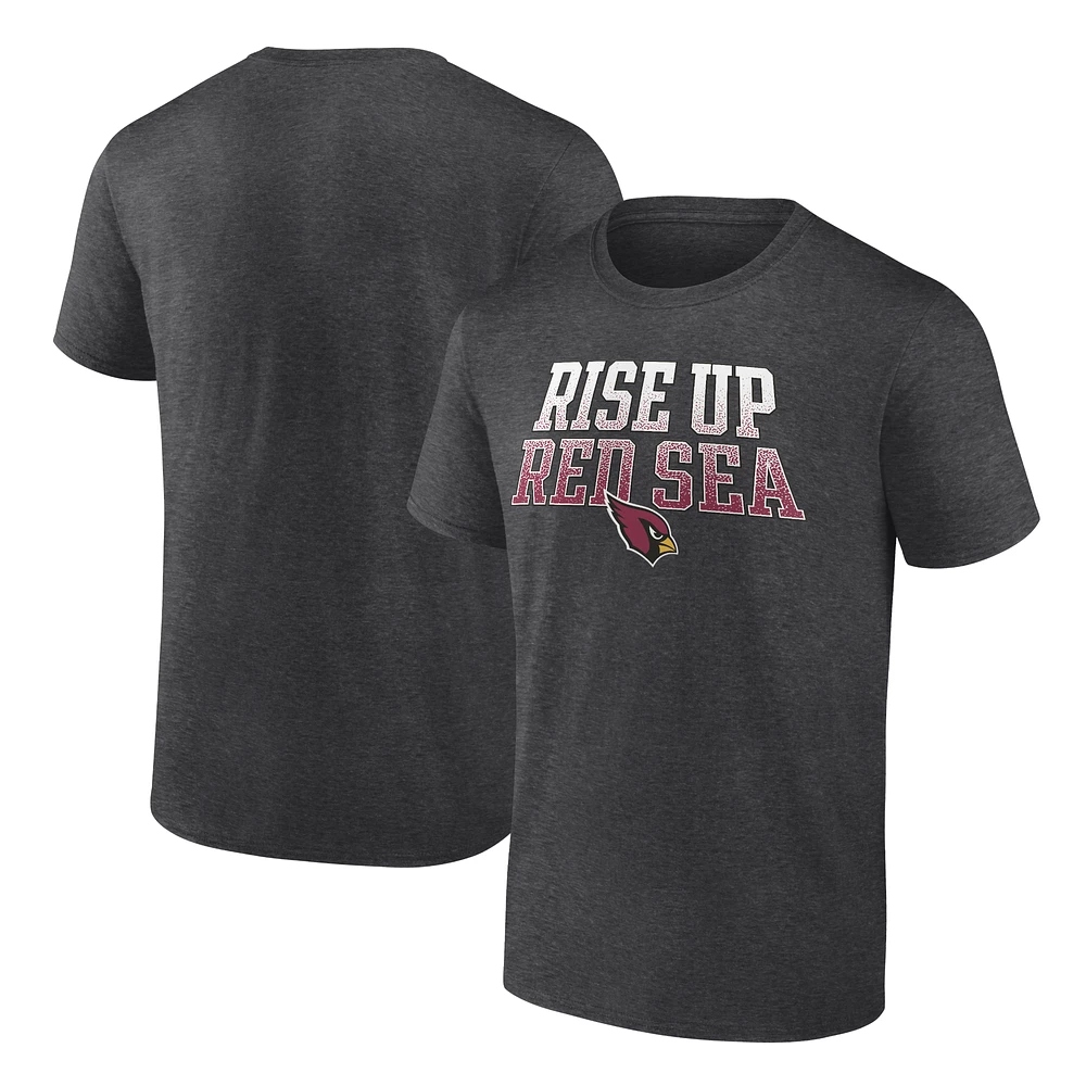 Men's Fanatics Heathered Charcoal Arizona Cardinals Big & Tall Rise Up Red Sea Statement T-Shirt