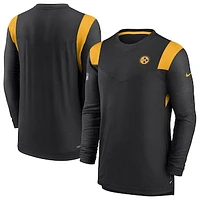 Men's Nike Black Pittsburgh Steelers Sideline Tonal Logo Performance Player Long Sleeve T-Shirt