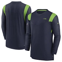 Men's Nike College Navy Seattle Seahawks Sideline Tonal Logo Performance Player Long Sleeve T-Shirt