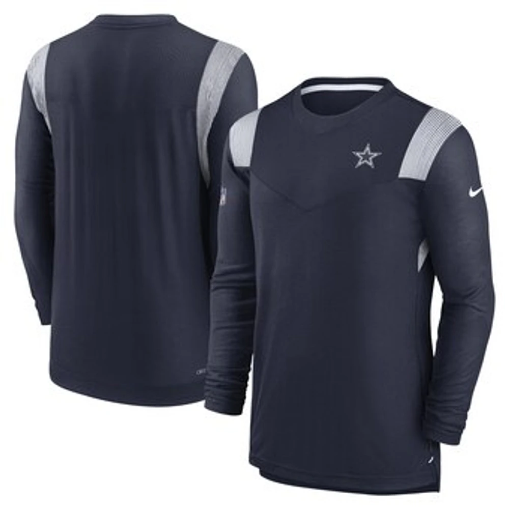 Men's Nike Navy Dallas Cowboys Sideline Tonal Logo Performance Player Long Sleeve T-Shirt