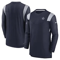 Men's Nike Navy Dallas Cowboys Sideline Tonal Logo Performance Player Long Sleeve T-Shirt