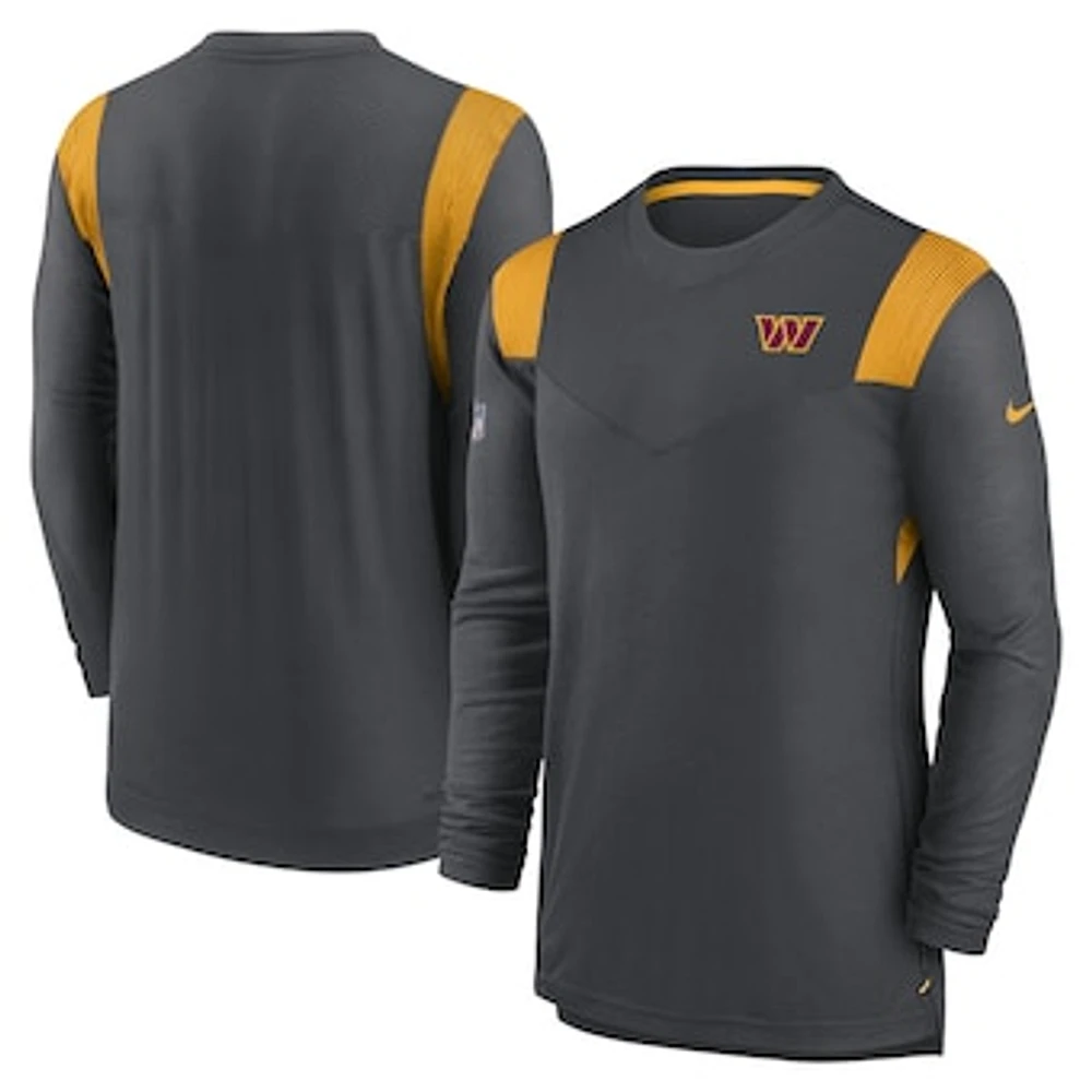 Men's Nike Charcoal Washington Commanders Sideline Tonal Logo Performance Player Long Sleeve T-Shirt