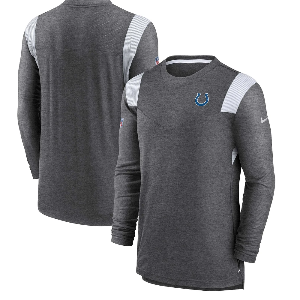 Men's Nike Charcoal Indianapolis Colts Sideline Tonal Logo Performance Player Long Sleeve T-Shirt