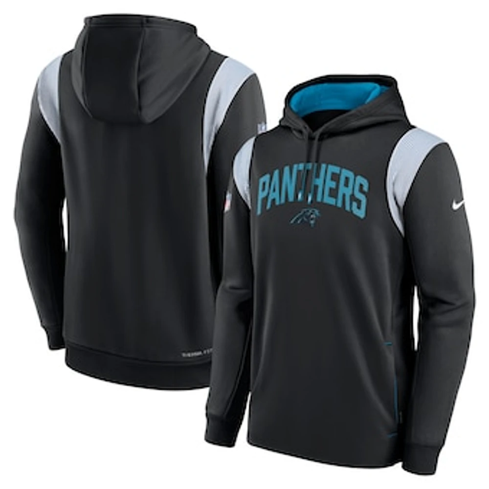 Men's Nike Black Carolina Panthers Sideline Athletic Stack Performance Pullover Hoodie