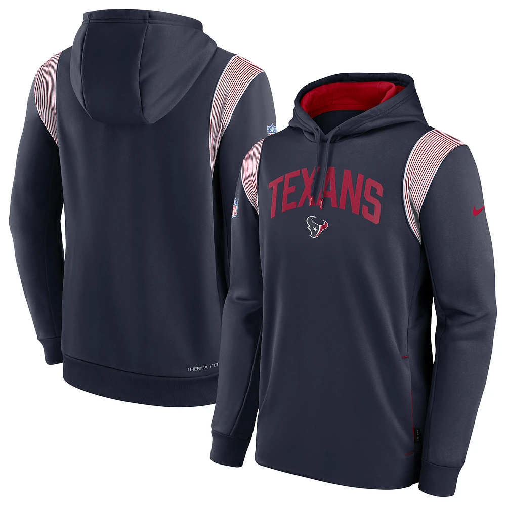 Men's Nike Navy Houston Texans Sideline Athletic Stack Performance Pullover Hoodie