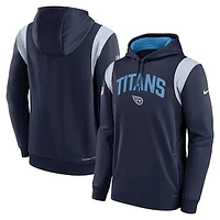 Men's Nike Navy Tennessee Titans Sideline Athletic Stack Performance Pullover Hoodie