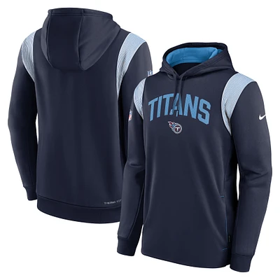 Men's Nike Navy Tennessee Titans Sideline Athletic Stack Performance Pullover Hoodie