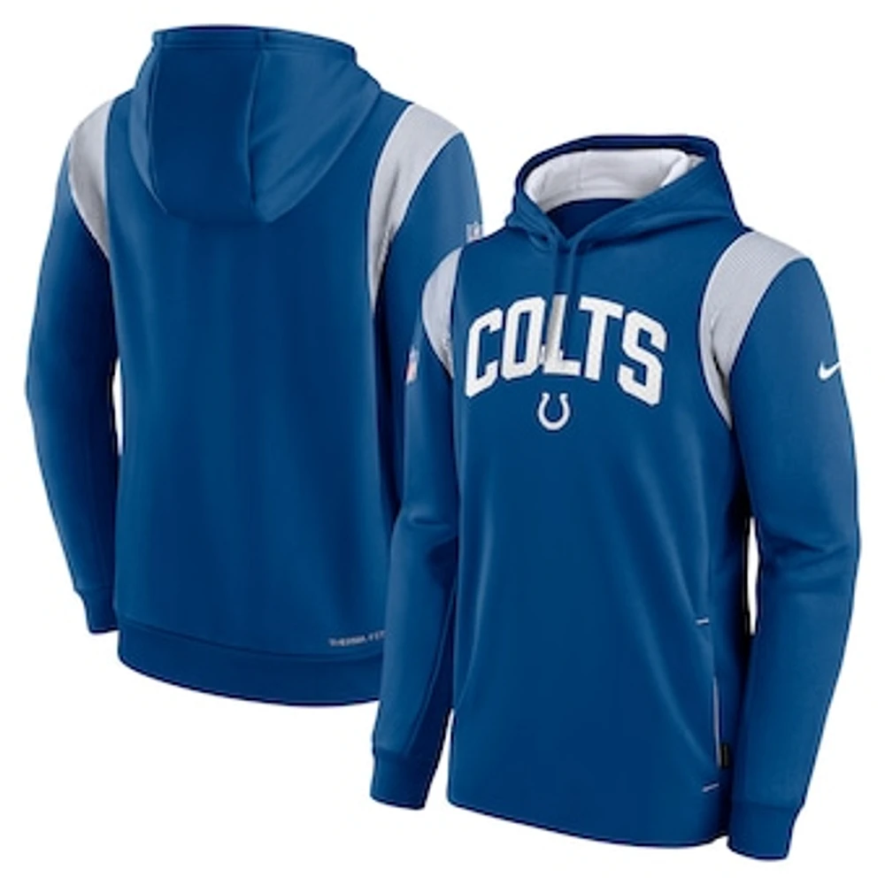 Men's Nike Royal Indianapolis Colts Sideline Athletic Stack Performance Pullover Hoodie