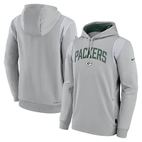 Men's Nike Gray Green Bay Packers Sideline Athletic Stack Performance Pullover Hoodie