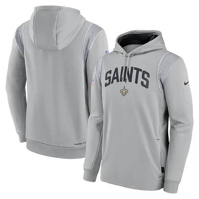 Men's Nike Gray New Orleans Saints Sideline Athletic Stack Performance Pullover Hoodie