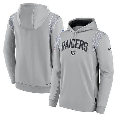 Men's Nike Silver Las Vegas Raiders Sideline Athletic Stack Performance Pullover Hoodie