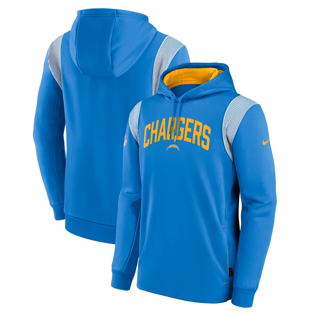 Men's Nike Powder Blue Los Angeles Chargers Sideline Athletic Stack Performance Pullover Hoodie