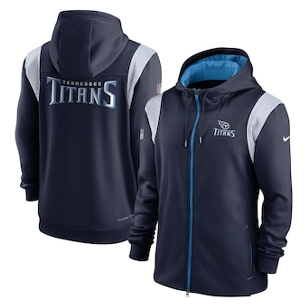 Men's Nike Navy Tennessee Titans Performance Sideline Lockup Full-Zip Hoodie