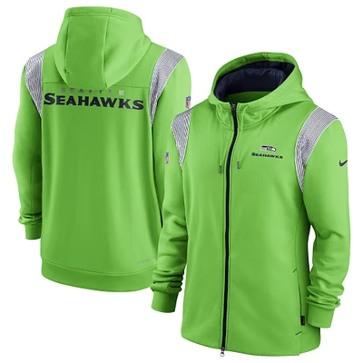 Men's Nike Neon Green Seattle Seahawks Performance Sideline Lockup Full-Zip Hoodie