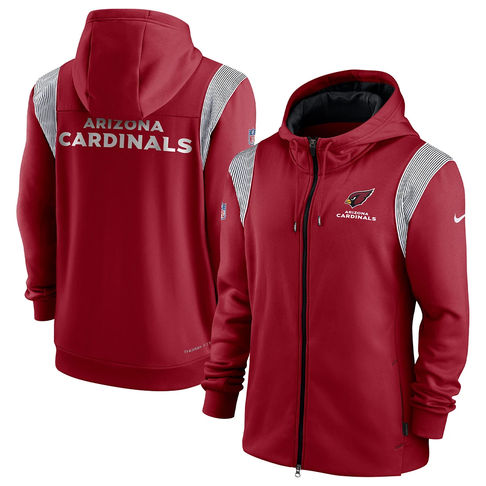 Men's Nike Cardinal Arizona Cardinals Performance Sideline Lockup Full-Zip Hoodie