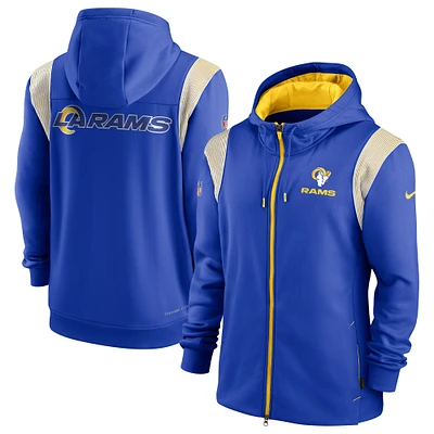 Men's Nike Royal Los Angeles Rams Performance Sideline Lockup Full-Zip Hoodie