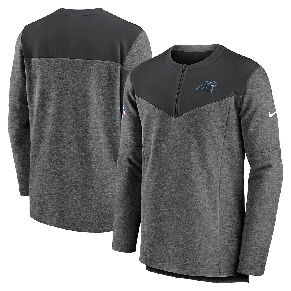 Men's Nike Charcoal Carolina Panthers Sideline Lockup Performance Quarter-Zip Top