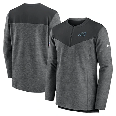 Men's Nike Charcoal Carolina Panthers Sideline Lockup Performance Quarter-Zip Top