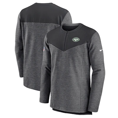 Men's Nike Charcoal New York Jets Sideline Lockup Performance Quarter-Zip Top