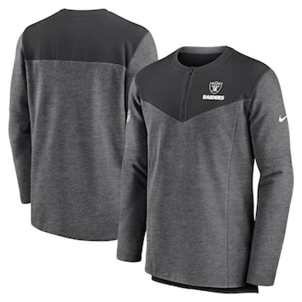 Men's Nike Charcoal Las Vegas Raiders Sideline Lockup Performance Quarter-Zip Top