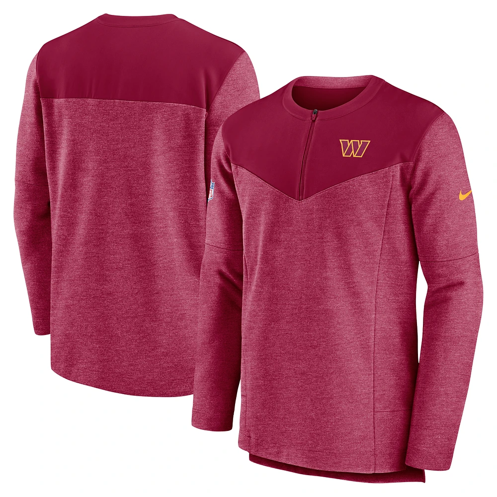 Men's Nike Burgundy Washington Commanders Sideline Lockup Performance Quarter-Zip Top