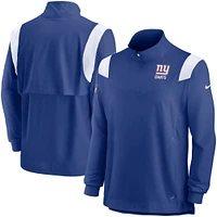 Men's Nike Royal New York Giants Sideline Coach Chevron Lockup Quarter-Zip Long Sleeve Top