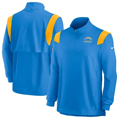 Men's Nike Powder Blue Los Angeles Chargers Sideline Coach Chevron Lockup Quarter-Zip Long Sleeve Top