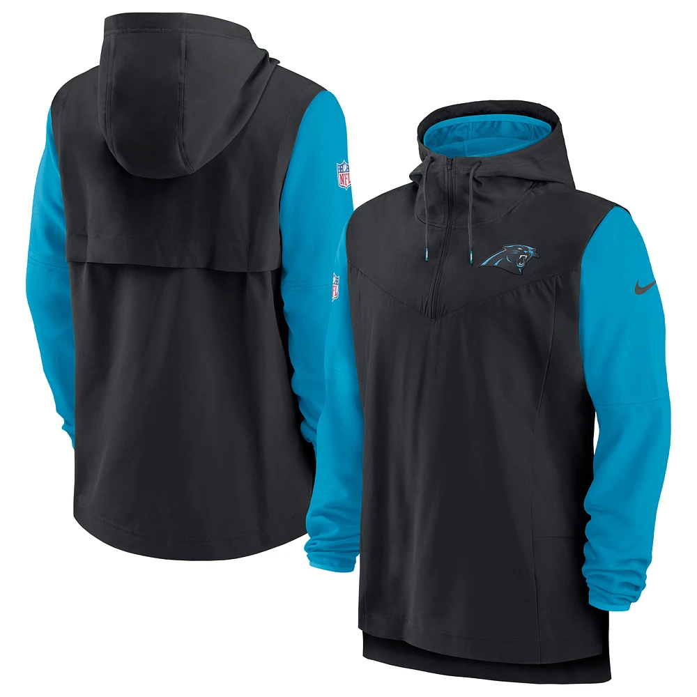 Men's Nike Black/Blue Carolina Panthers Sideline Player Quarter-Zip Hoodie