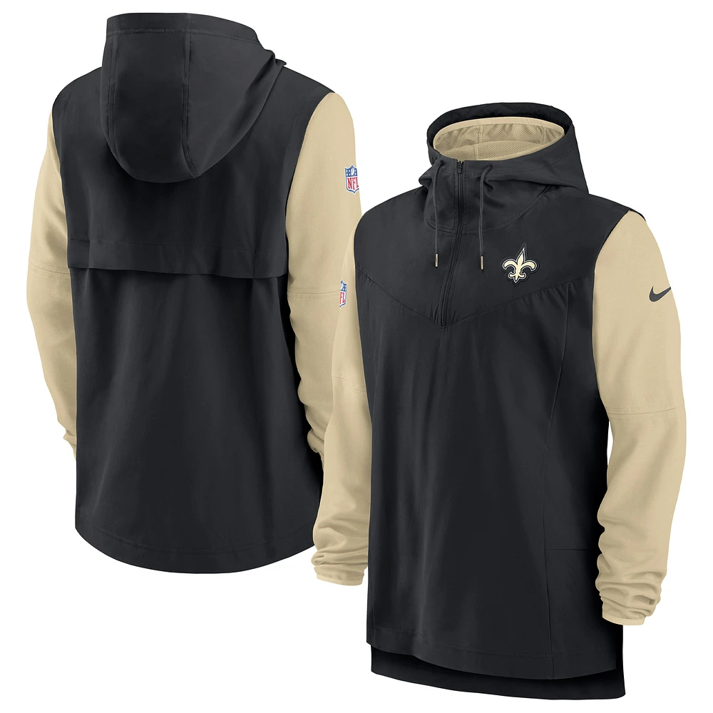 Men's Nike Black/Gold New Orleans Saints Sideline Player Quarter-Zip Hoodie