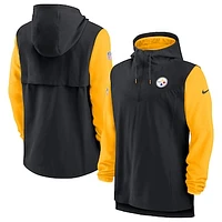 Men's Nike Black/Gold Pittsburgh Steelers Sideline Player Quarter-Zip Hoodie