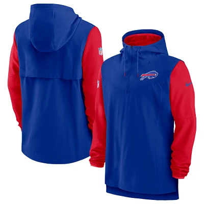 Men's Nike Royal/Red Buffalo Bills Sideline Player Quarter-Zip Hoodie