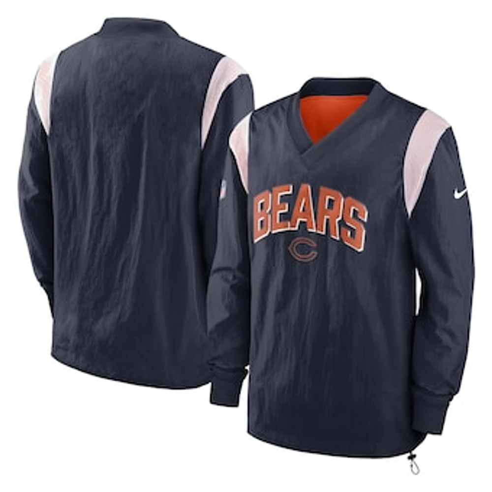 Men's Nike Navy Chicago Bears Sideline Athletic Stack V-Neck Pullover Windshirt Jacket