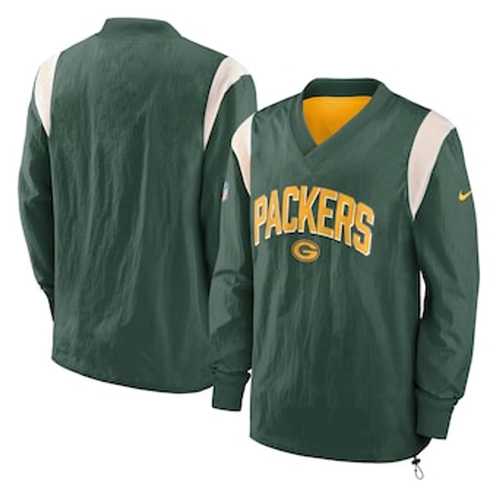 Men's Nike Green Bay Packers Sideline Athletic Stack V-Neck Pullover Windshirt Jacket