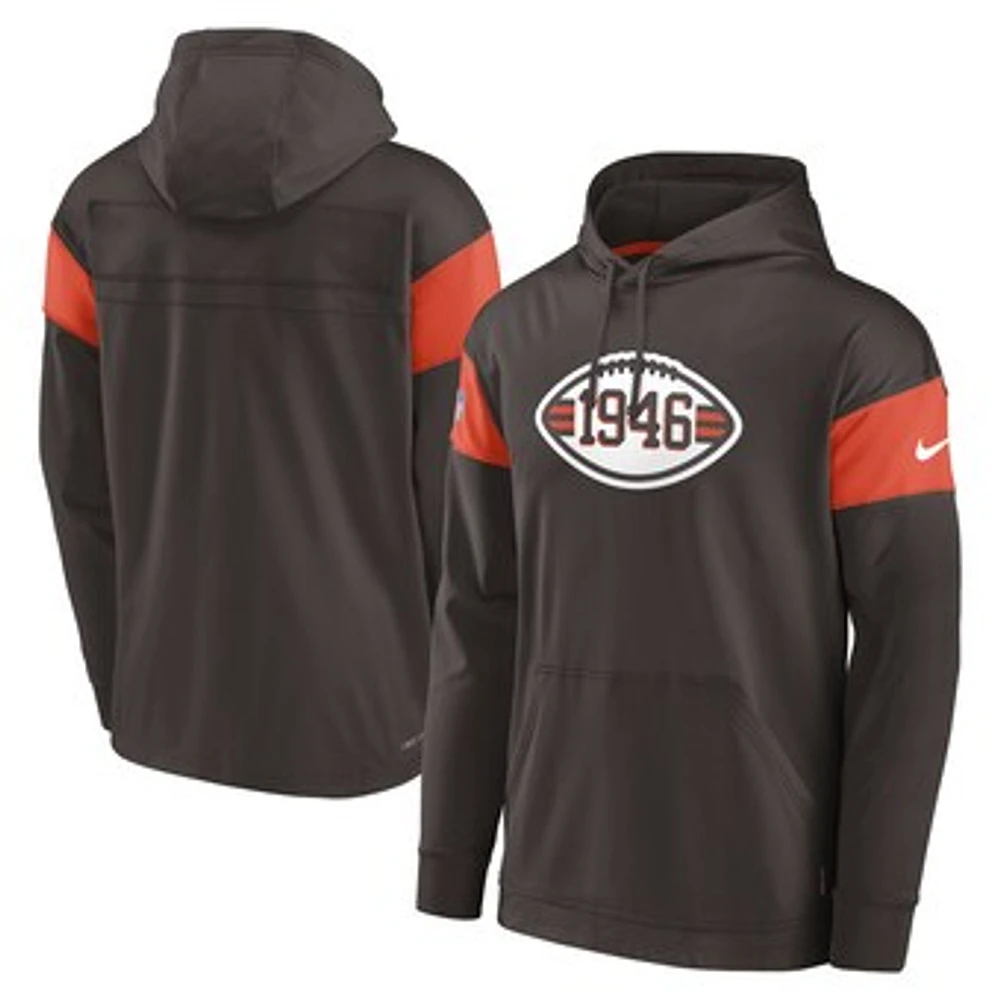 Men's Nike Brown Cleveland Browns Sideline Arch Jersey Performance Pullover Hoodie