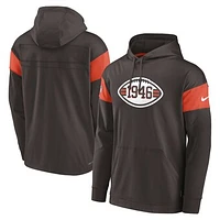 Men's Nike Brown Cleveland Browns Sideline Arch Jersey Performance Pullover Hoodie