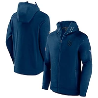 Men's Fanatics Navy Seattle Kraken Authentic Pro Road Tech Lightweight Full-Zip Hoodie Jacket