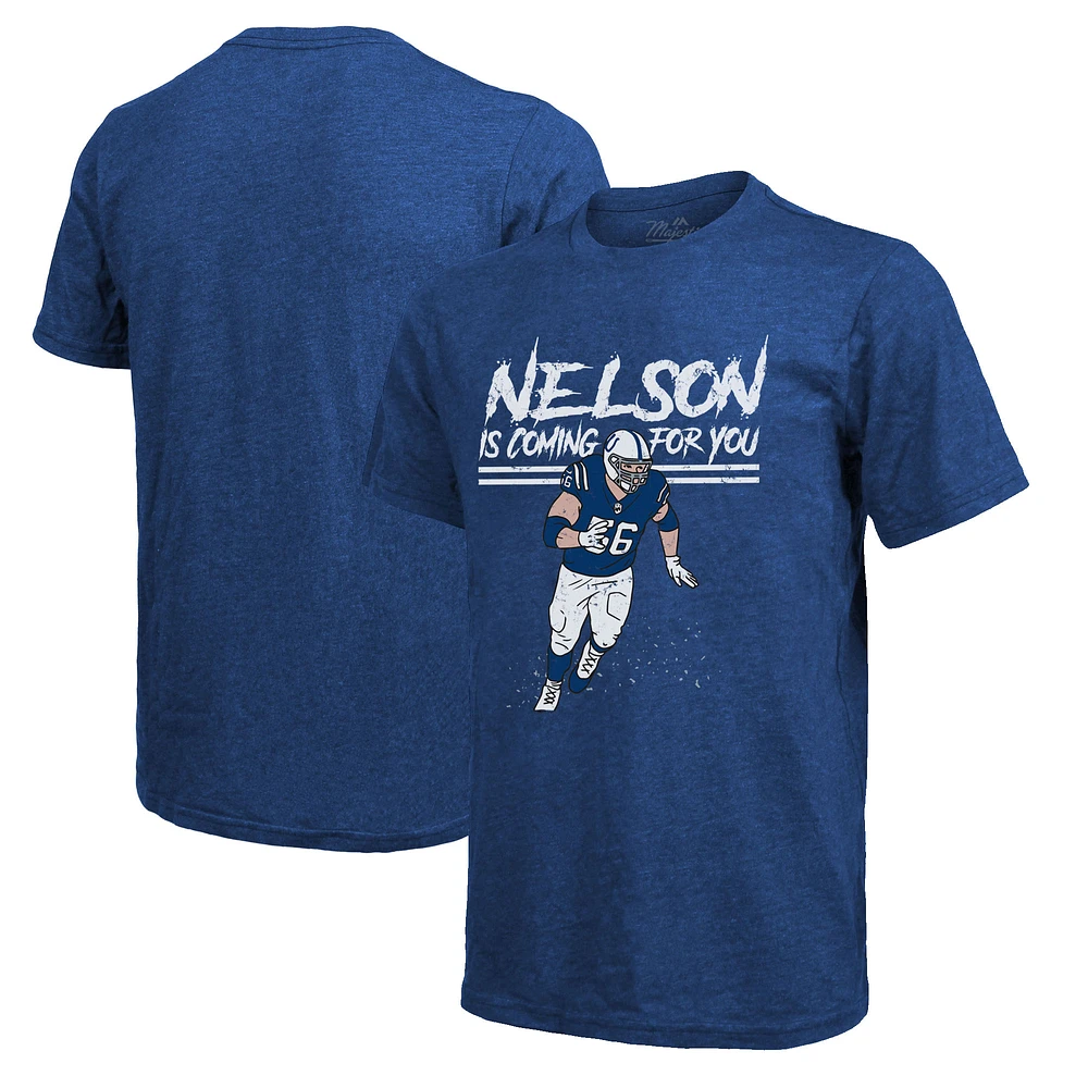 Men's Majestic Threads Quenton Nelson Royal Indianapolis Colts Tri-Blend Player Graphic T-Shirt