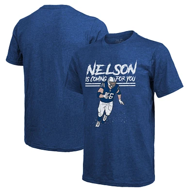 Men's Majestic Threads Quenton Nelson Royal Indianapolis Colts Tri-Blend Player Graphic T-Shirt