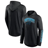 Men's Fanatics Black Carolina Panthers Front Runner Long Sleeve Hooded T-Shirt