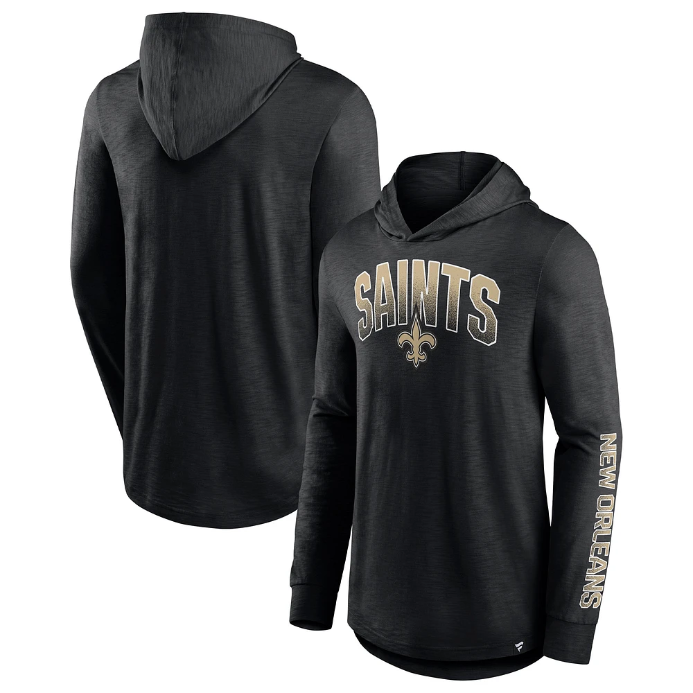 Men's Fanatics Black New Orleans Saints Front Runner Long Sleeve Hooded T-Shirt