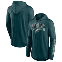 Men's Fanatics Midnight Green Philadelphia Eagles Front Runner Long Sleeve Hooded T-Shirt