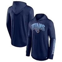 Men's Fanatics Navy Tennessee Titans Front Runner Long Sleeve Hooded T-Shirt